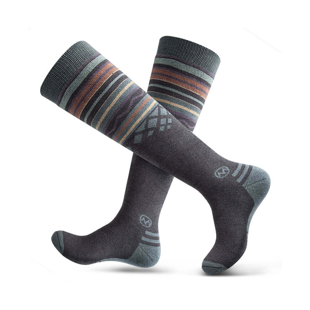 ADULT SKI SOCKS - Two Packs - The Merino Wool Blend OutdoorMasterShop Gray Two Packs M/L