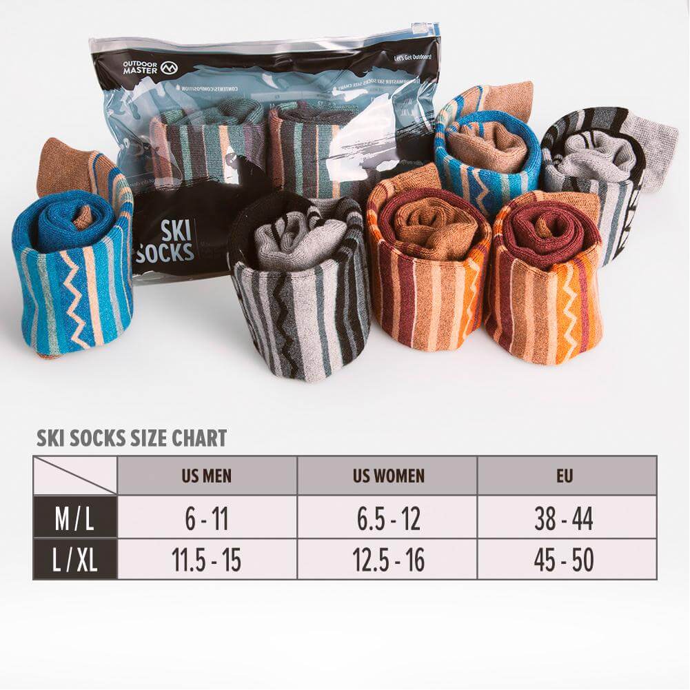 ADULT SKI SOCKS - Two Packs - The Merino Wool Blend OutdoorMasterShop